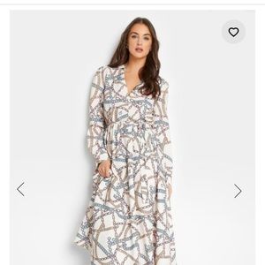 LTS Tall White Chain Print Wrap Midaxi Dress size 14